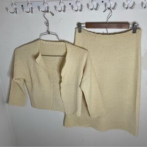 Vintage 1950s Cream Knit Cardigan and Skirt Set​